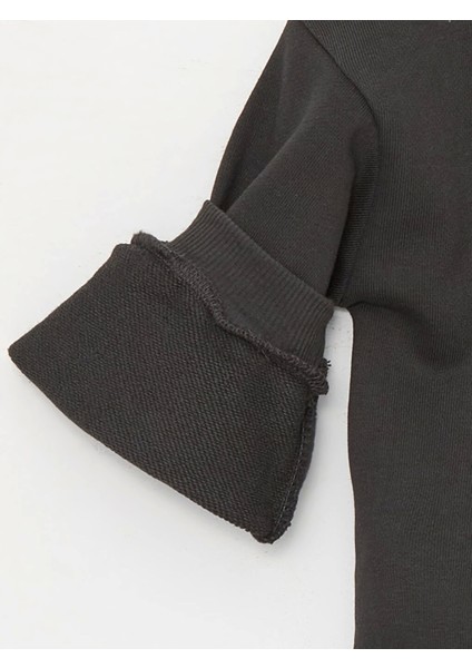Ilensa-Int Swt Lcw Baby Haki Bisiklet Yaka Uzun Kollu Baskılı Kız Bebek Sweatshirt fırsatları