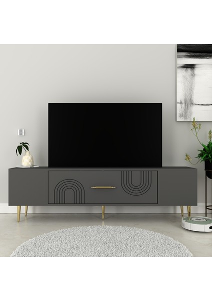 DEKOL2CT Tv Sehpası Antrasit-Altın