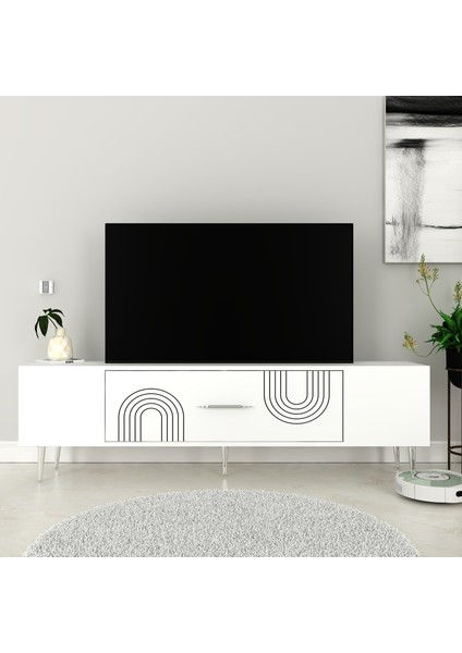DEKOL2CT Tv Sehpası Beyaz-Gümüş