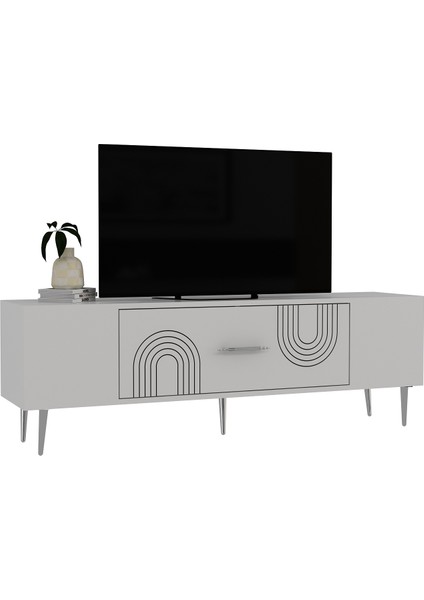 DEKOL2CT Tv Sehpası Beyaz-Gümüş