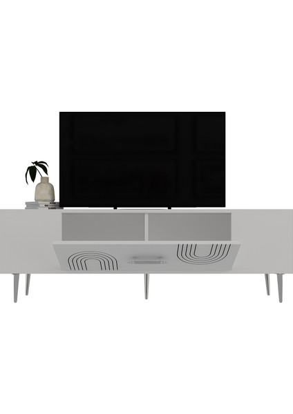 DEKOL2CT Tv Sehpası Beyaz-Gümüş