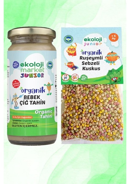 Ekoloji Market Organik Çiğ Tahin 230 gr + Organik Sebzeli Kuskus 250 gr