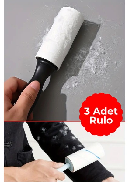 3'lü Kedi Köpek Tüy Toplayıcı Rulo Kanepe Koltuk Halı