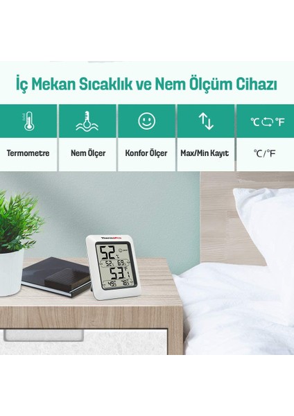 TP50 Termometre Iç Mekan Dijital Isı ve Nem Ölçer