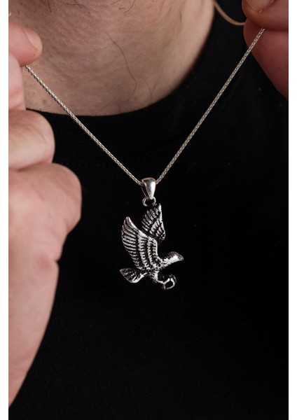 Gümüş Kartal Eskitme Erkek Kolye fiyatları