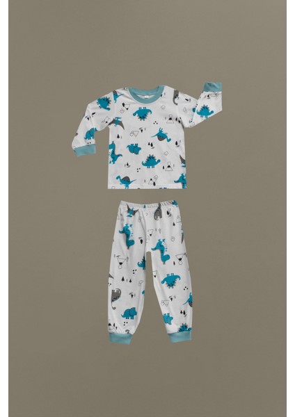 Erkek Çocuk Pamuklu Uzun Kollu Pijama Takımı Dinazor 3-4 Yaş