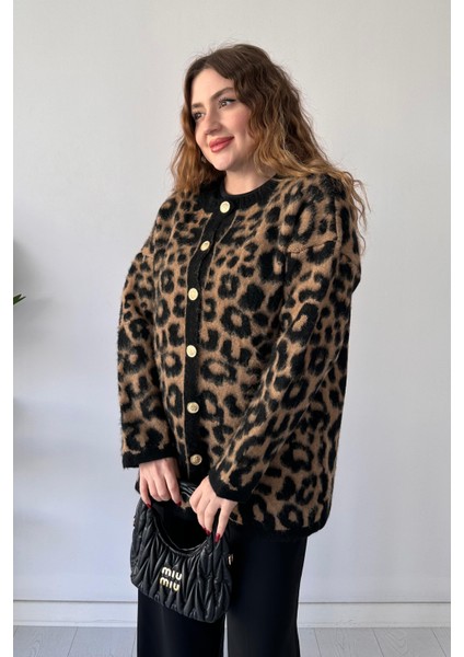 Tüylü Leopar Hırka Leopar indirimleri