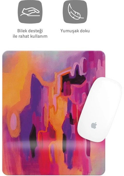 Byars-Boya Desenli Bilek Destekli Dikdörtgen Mouse Pad Mouse Altlığı.-Byars