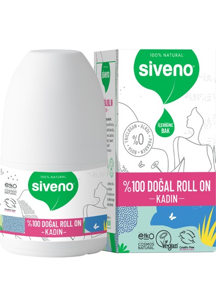 %100 Doğal Roll-On Kadın Deodorant Bitkisel Leke Bırakmayan Vegan 50 ml