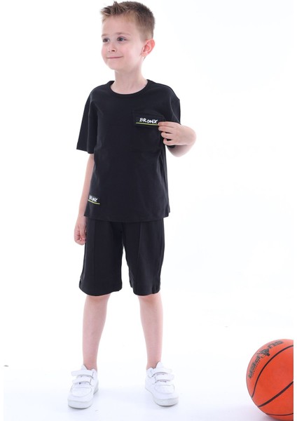 Bronx Pamuklu Siyah Çocuk T-Shirt-Şort 2'li Takım modelleri