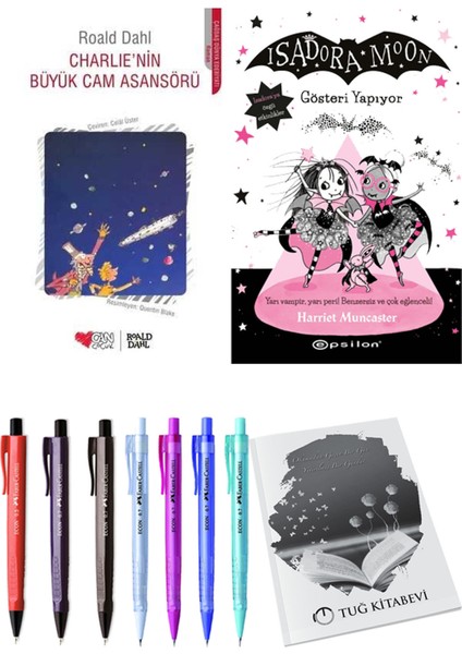 Isadora Moon 9 Gösteri Yapıyor ve Charlie'nin Büyük Cam Asansörü 2'li Set - Kalem