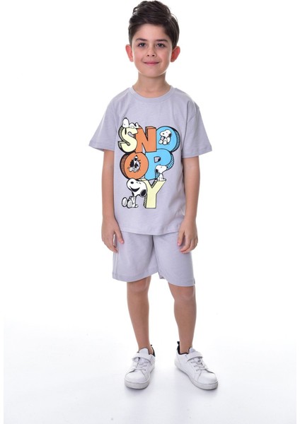 Snoopy Baskılı 2'li Şort - T-Shirt Çocuk Takım