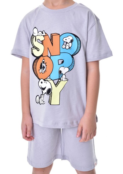 Snoopy Baskılı 2'li Şort - T-Shirt Çocuk Takım