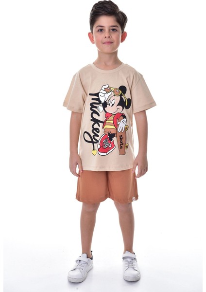 Mickey Baskılı 2'li Şort - T-Shirt Çocuk Takım