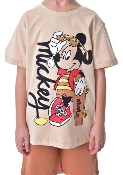 Mickey Baskılı 2'li Şort - T-Shirt Çocuk Takım