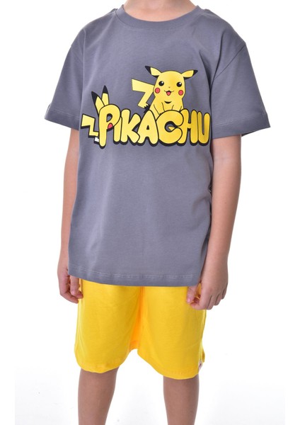 Pikachu Baskılı 2'li Şort - T-Shirt Çocuk Takım