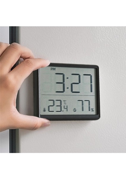 Pilli LCD Dijital Ekran Mini Saat 9x7 cm Alarm Sıcaklık Nem Göstergesi Ultra Ince Dekoratif Çok Fonksiyonlu