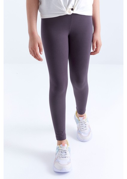 Eflatun Yüksek Bel Dar Paça Kız Çocuk Tayt - 75047