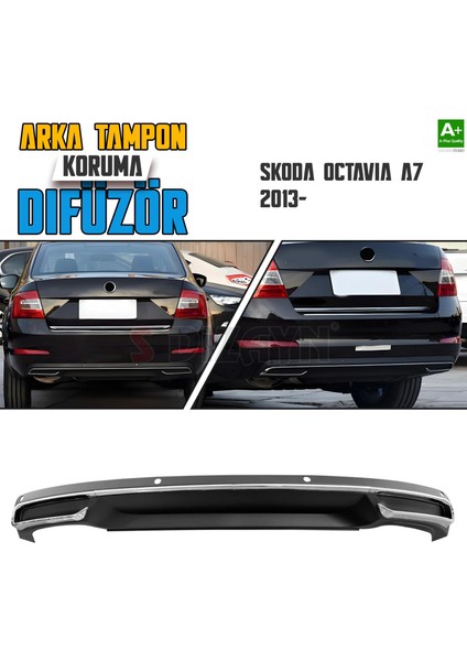 Skoda Octavia A7 Arka Tampon Koruma Difüzör Egzozlu Oem Stil 2013-2020 A+ Kalite