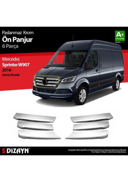 Sprinter W907 Krom Ön Panjur Geniş Model 6 Prç 2018 Üzeri