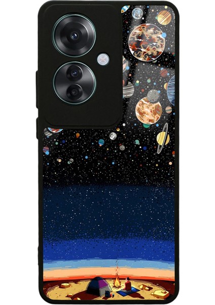 Oppo Reno 11F 5g Gezegenler Altında Kamp Tasarımlı Glossy Telefon Kılıfı