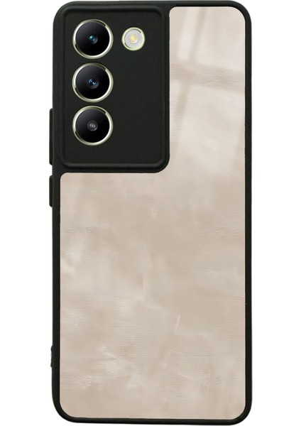 Vivo V30 Lite Süt Kahvesi Mermer Tasarımlı Glossy Telefon Kılıfı