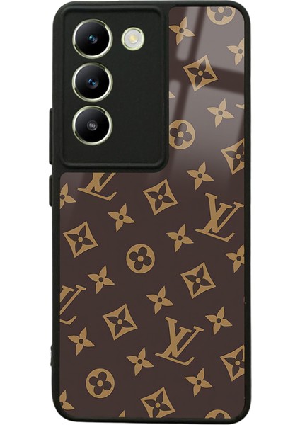 Vivo V30 Lite Kahverengi Lv Tasarımlı Glossy Telefon Kılıfı
