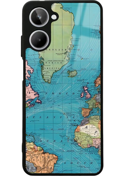 Oppo Realme 10 Atlantic Map Tasarımlı Glossy Telefon Kılıfı