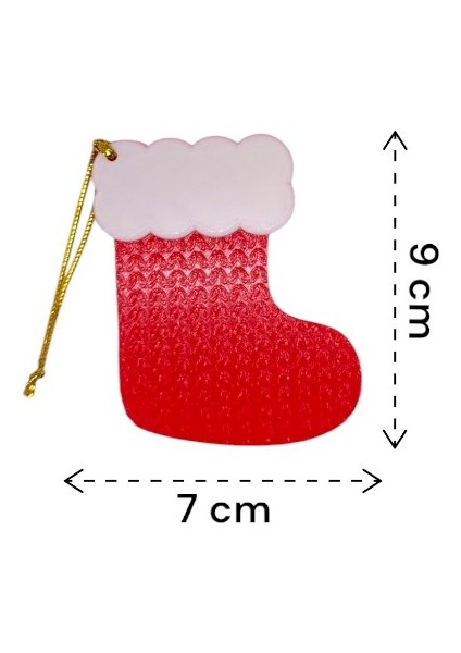 Yılbaşı Çam Ağacı Süsleri Kırmızı Beyaz Çorap 4 Adet 9 x 7 cm fırsatları