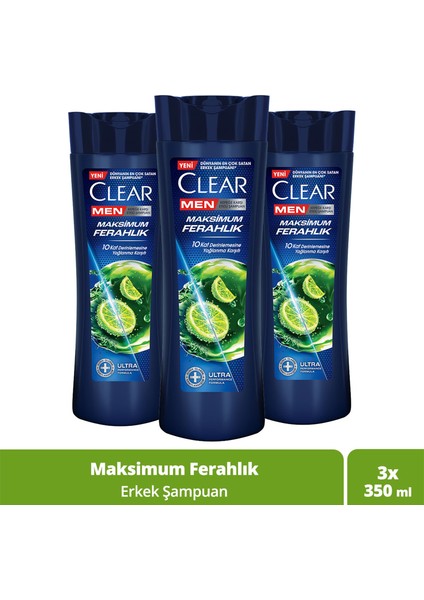 Men Kepeğe Karşı Etkili Şampuan Maksimum Ferahlık Yağlı Saç Derisi İçin Limon Özlü 350 ml x3