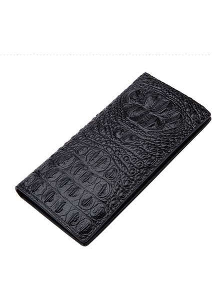 Timsah Desenli Orta Boy Açık Dikey Çok Fonksiyonlu Erkek Cüzdanı (Yurt Dışından)