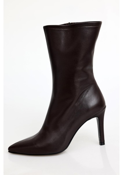 Acı Kahve Deri Sivri Burun Topuklu Bot 24374 fiyatları