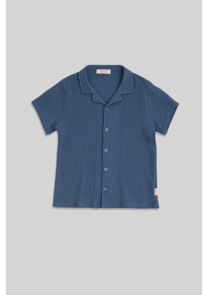Nate Indigo Muslin Erkek Çocuk Gömlek