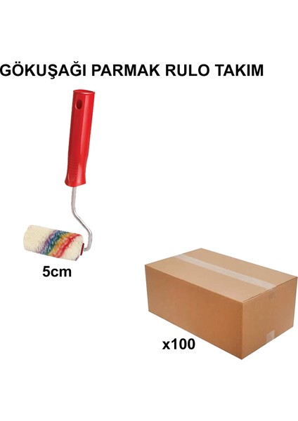 Izmir Fırça Arge Toptan Gökkuşağı Parmak Rulo Takım 5 CM-100 Adet 011021