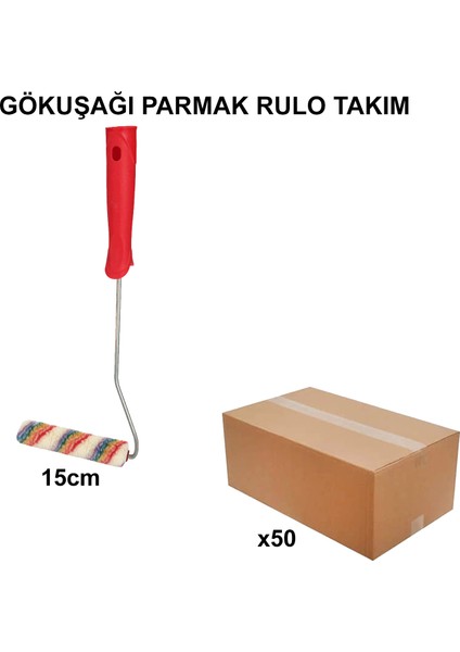 Izmir Fırça Arge Toptan Gökkuşağı Parmak  Rulo Takım 15 Cm-50 Adet 011038