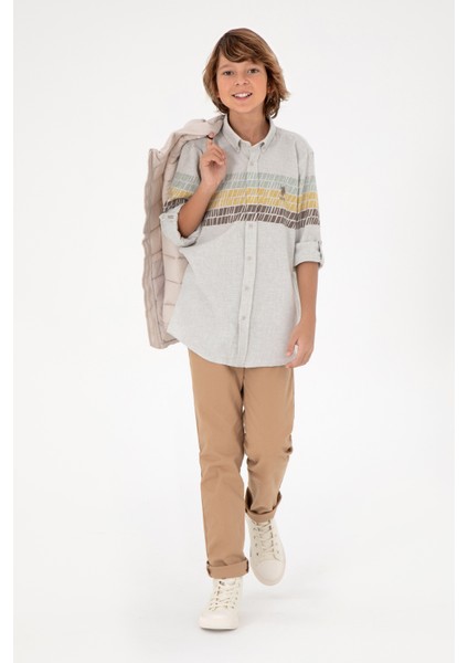 Erkek Çocuk Ekru Gömlek Desenli 50297397-VR019 fiyatları