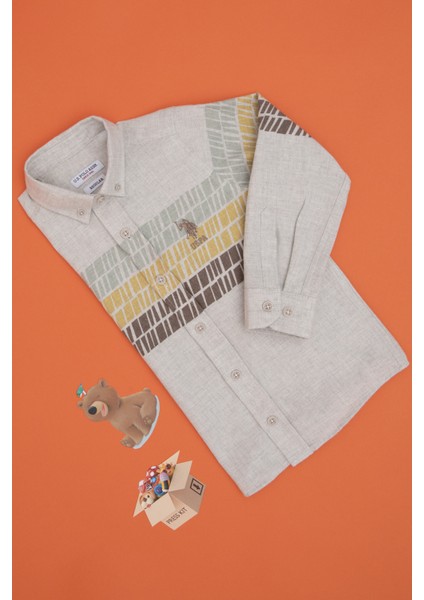 Erkek Çocuk Ekru Gömlek Desenli 50297397-VR019 modelleri