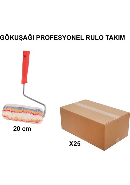 Izmir Fırça Arge Toptan Gökkuşağı Profesyonel Rulo Takım 20 Cm-25 Adet 011595