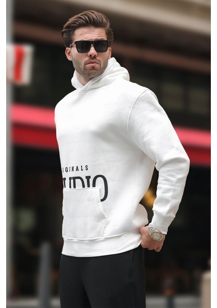 Ekru Kapüşonlu Baskılı Cep Detaylı Sweatshirt E7076 fiyatları