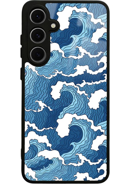 Samsung S24 Fe Mavi Dalga Tasarımlı Glossy Telefon Kılıfı