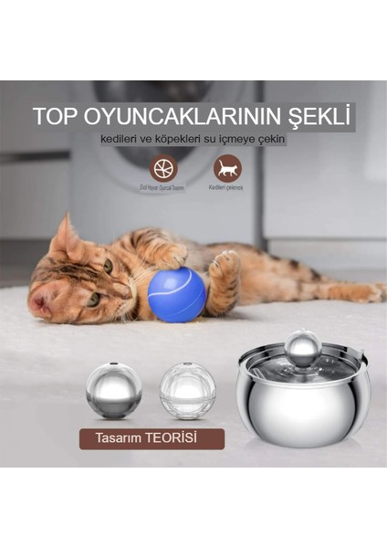 Paslanmaz Çelik 4 Lt Kedi Köpek Su Sebili