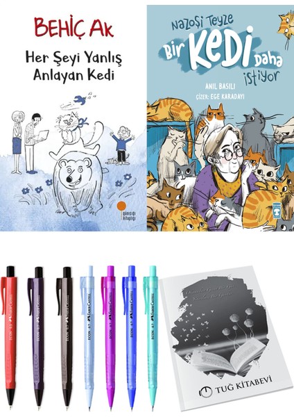 Nazoşi Teyze Bir Kedi Daha İstiyor ve Her Şeyi Yanlış Anlayan Kedi 2'li Set - Kalem