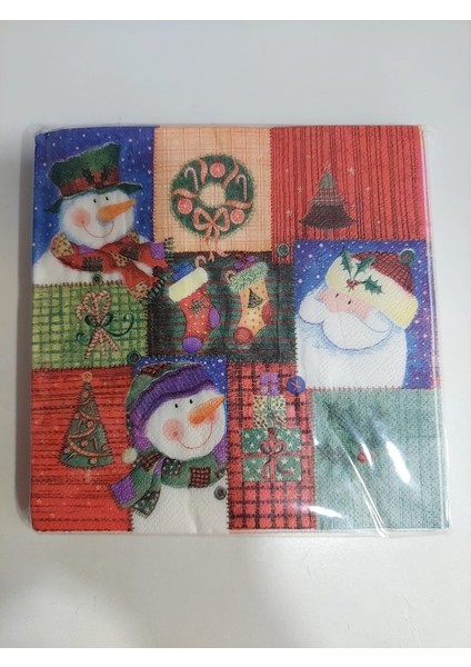 17X17CM 20'li Peçete Merry Christmas Hapyy New Year Home Sevimli