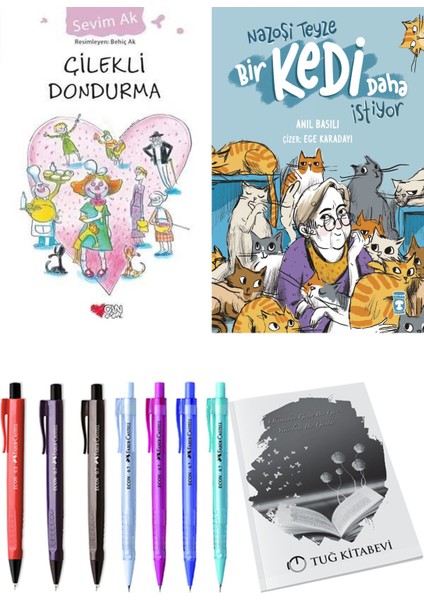 Nazoşi Teyze Bir Kedi Daha İstiyor ve Çilekli Dondurma 2'li Set - Kalem