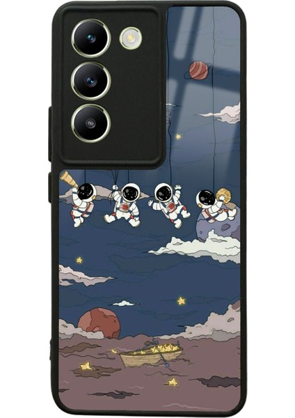 Vivo V30 Lite Salıncaklı Astronot Tasarımlı Glossy Telefon Kılıfı