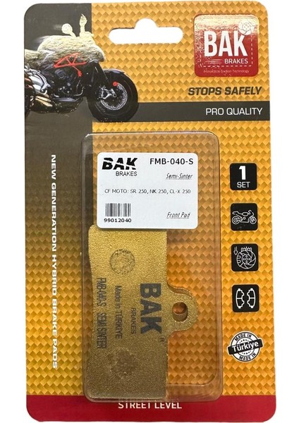 Disk Fren Balata Ön Yarı Sinterli Bak [cf Moto] SR250 - NK250 - CLX250