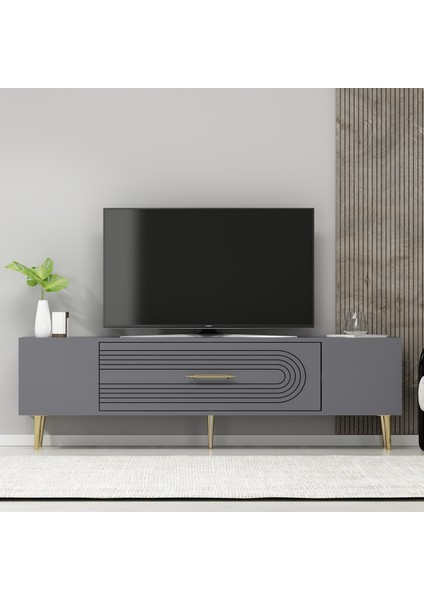 DEKOL3CT Tv Sehpası Antrasit-Altın