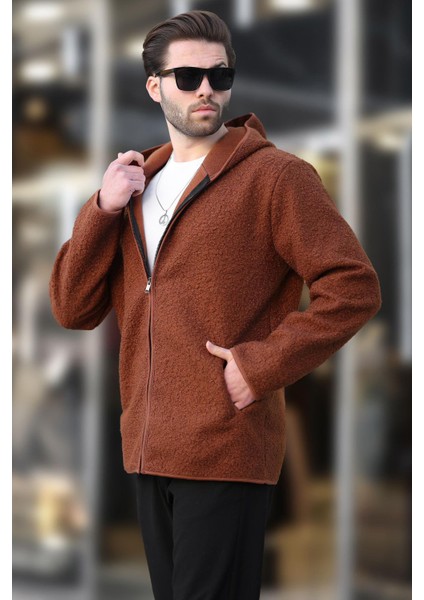 Kahverengi Fermuarlı Peluş Erkek Hırka E7080 fiyatları