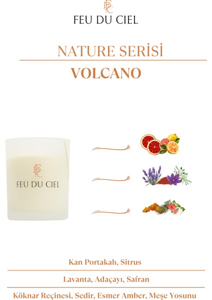 Premium Volcano Amber Ve Lavanta Kokulu Mum 150 gr