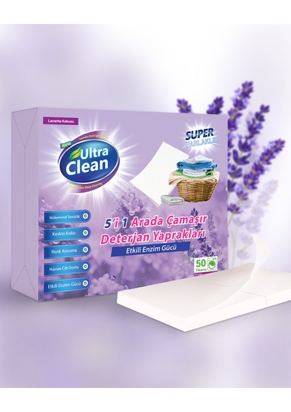 Çamaşır Deterjan Yaprakları - Lavanta Kokusu - 50 Yıkama (Yaprak)